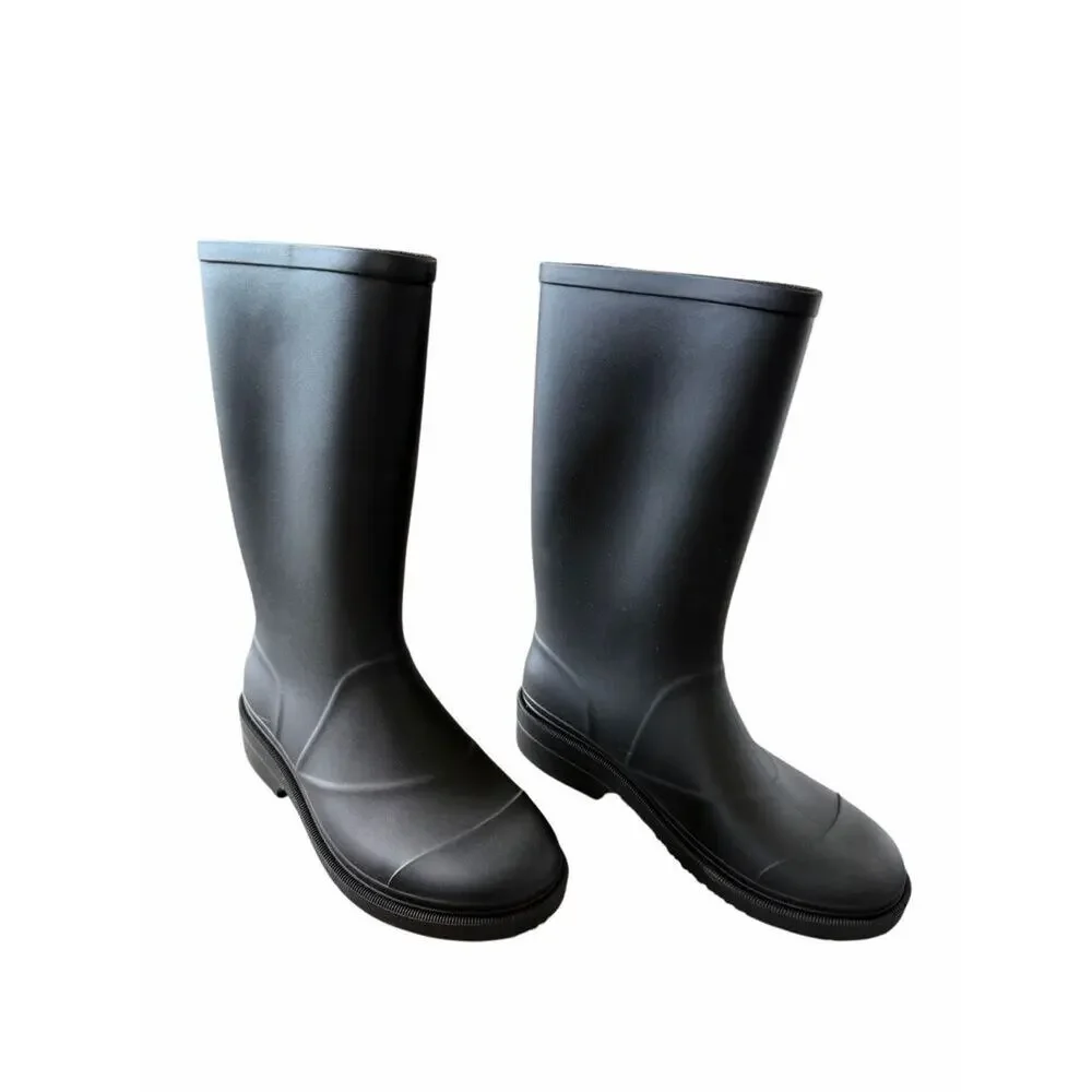 Jeffrey Campbell‎ Black Tall Rain Boots Size 10 Pull On Style in Black NEW